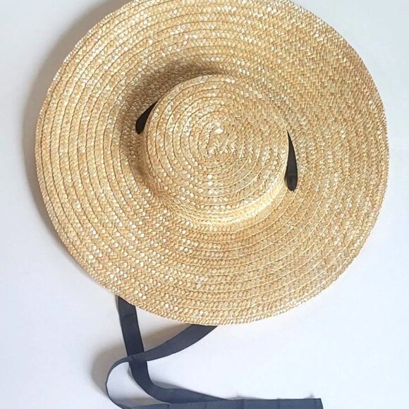 Wide Flat Brim Hat -  Wide Brim Sun Hat/ Sun Hat/ Kentucky Derby Hat - Picture 5 of 6